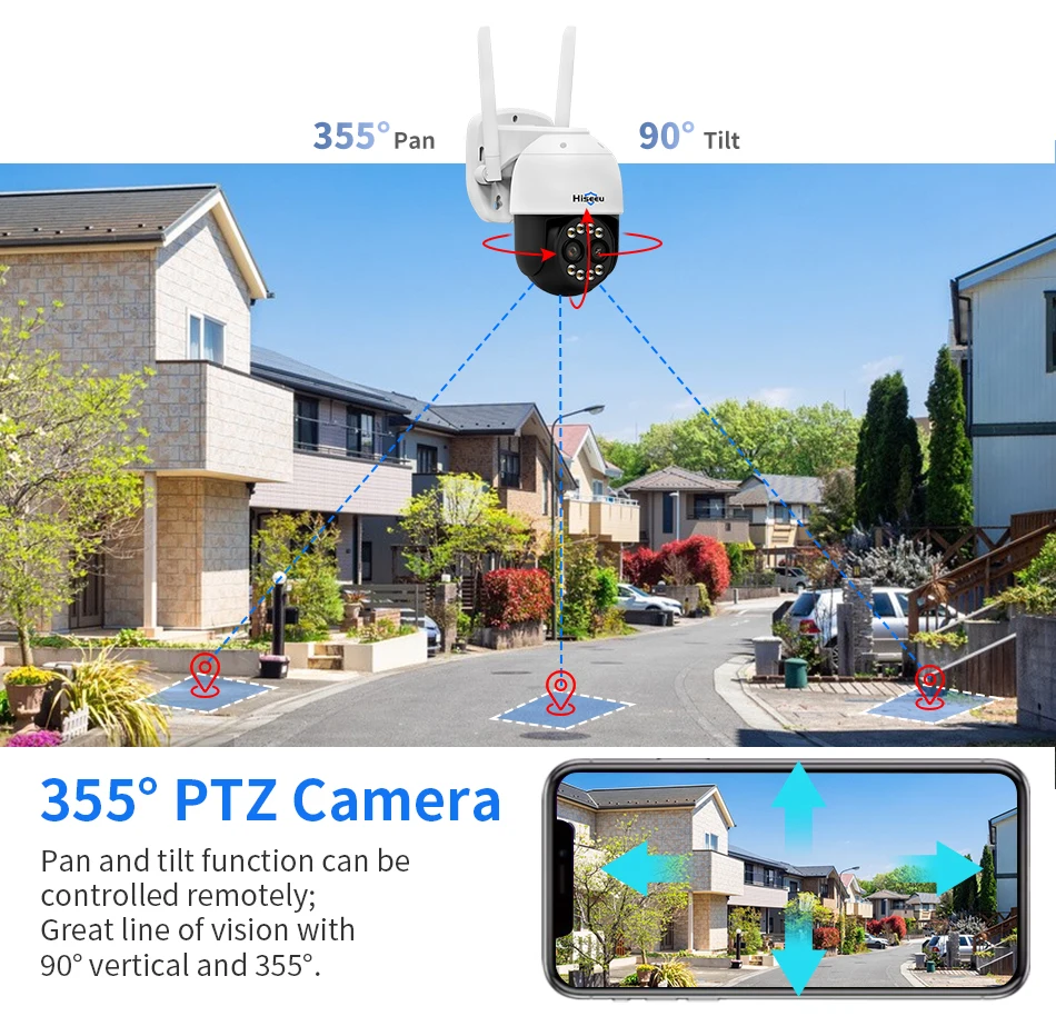 Hiseeu PTZ WLAN IP-Kamera 8MP Doppellinse 8-fach Zoom Außen HD Vollfarb-Nachtsicht Menschenerkennung Videoüberwachungskameras – Detail 7