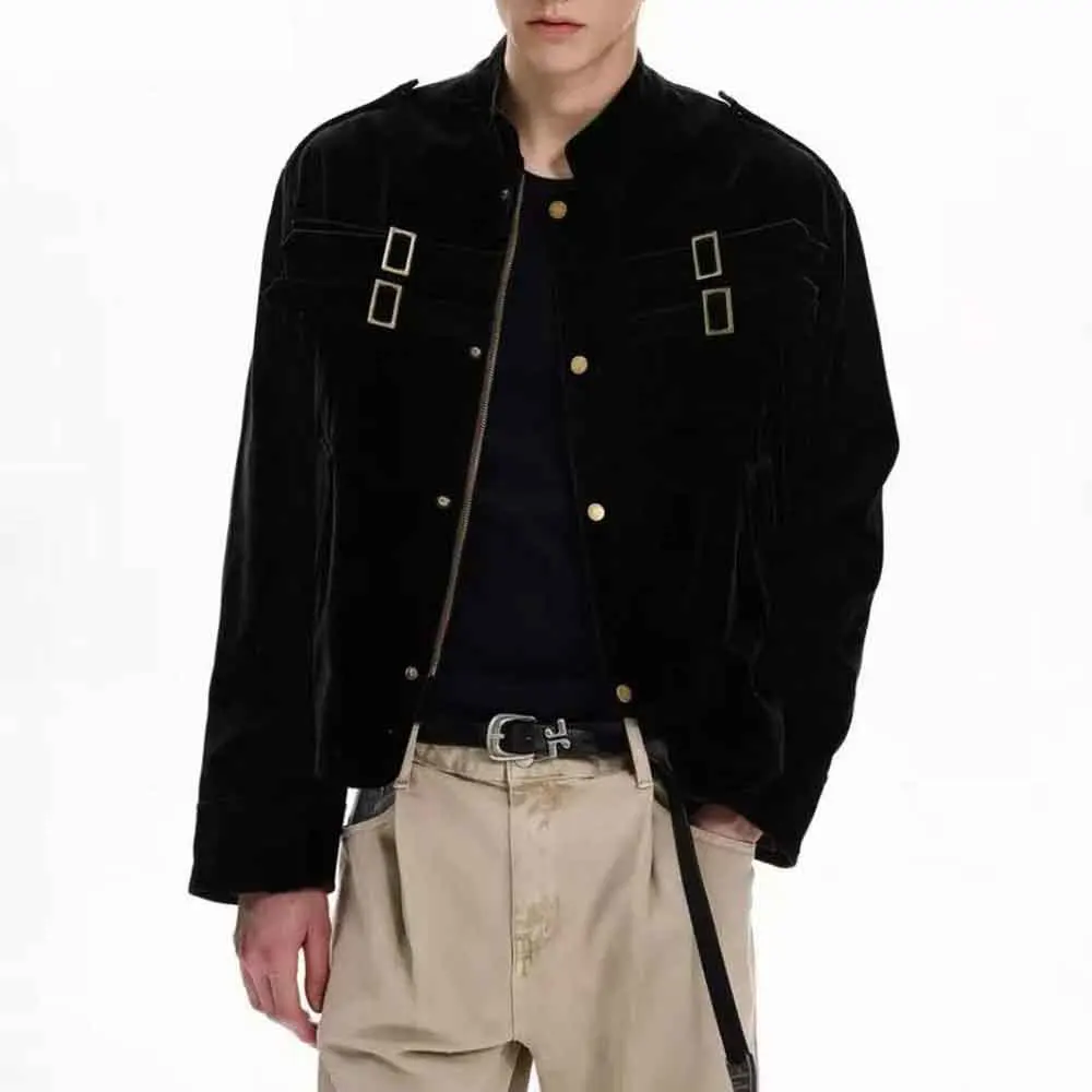 

2025 зимняя новая мужская однотонная куртка с длинными рукавами в американском стиле ретро, модный свободный повседневный нишевый мужской топ High Street