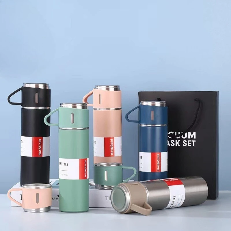 

304 Stainless Steel Vacuum Gift Set Office Business Style Coffee Mug Thermos Bottle Travel Mugs 500ML Portable Insulated Bottle