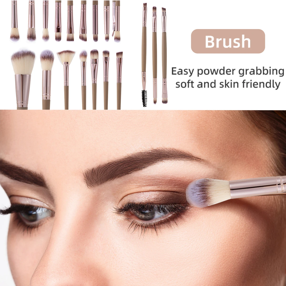 Set di pennelli e spugna per trucco da 20/40 pezzi Set di pennelli per trucco professionale Set di strumenti per trucco con soffio per cipria triangolare