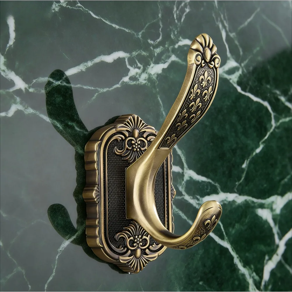 壁掛けヴィンテージ装飾品-アンティーク真鍮フック、バスルームコートハンガー