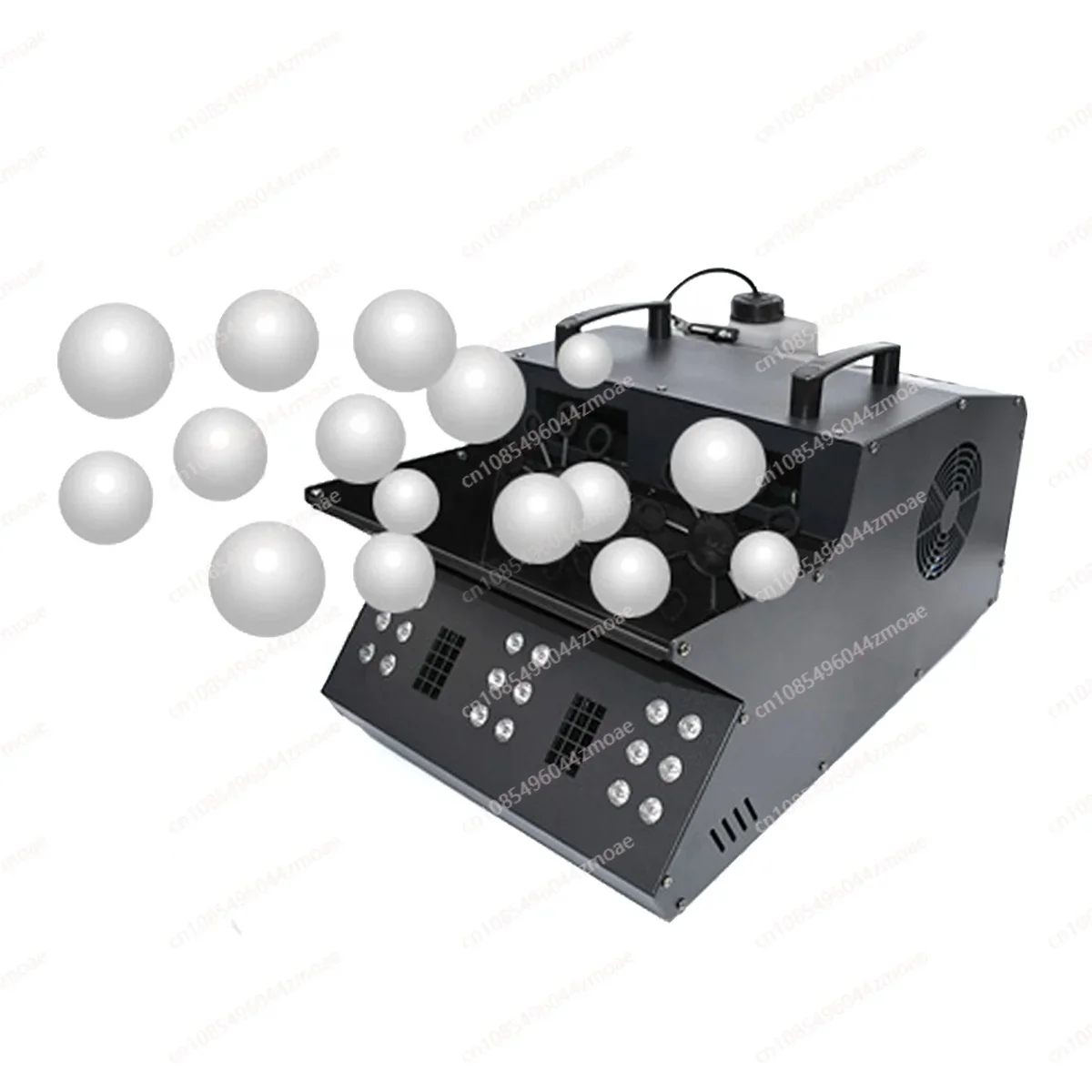 

3in1 18pcs 1500W RGB LED output 8 channels DMX&remote control two wheel fog bubble blower hurricane bubble haze machine