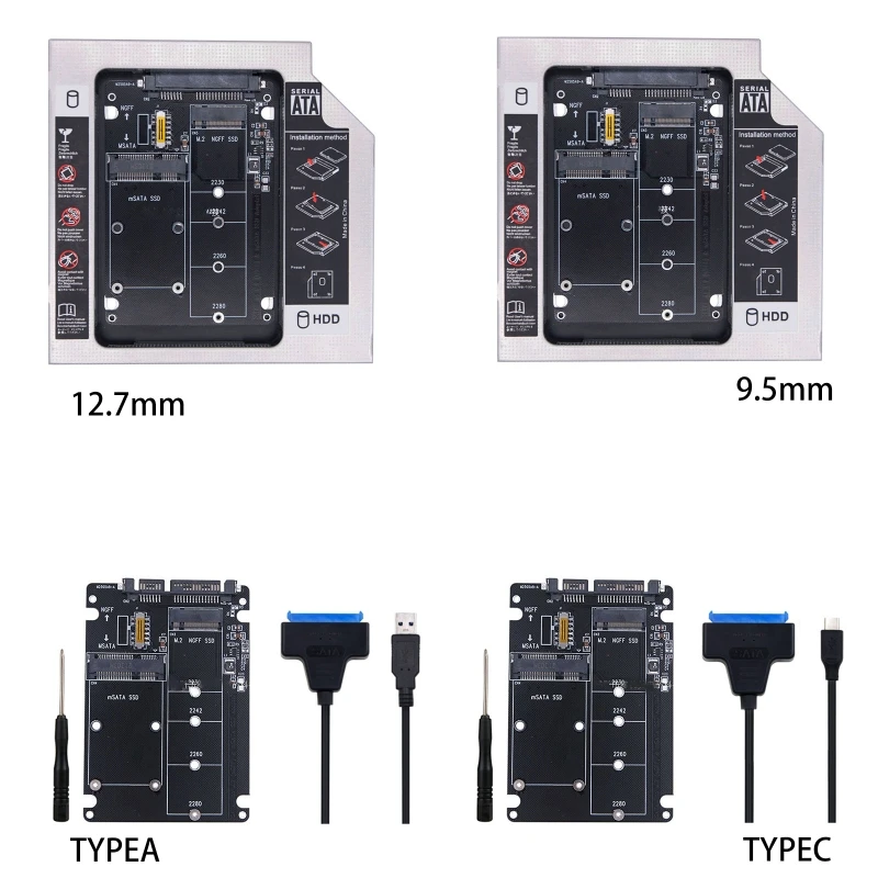 M.2 NGFF o mSATA a Adapter 2-in-1 scheda lettore convertitore NGFF o mSATA con convertitore via cavo