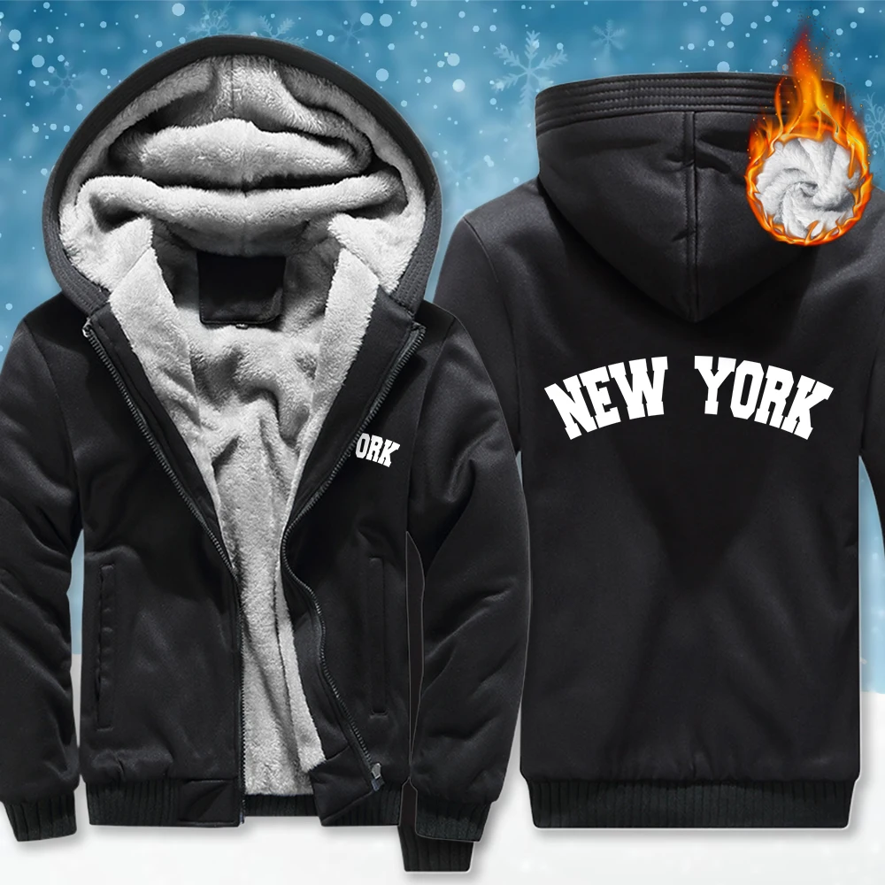 

Chasing Dreams In New York Куртка на молнии Мужская уличная повседневная утепленная зимняя свободная куртка с длинными рукавами и капюшоном унисекс флисовый пуловер с карманами