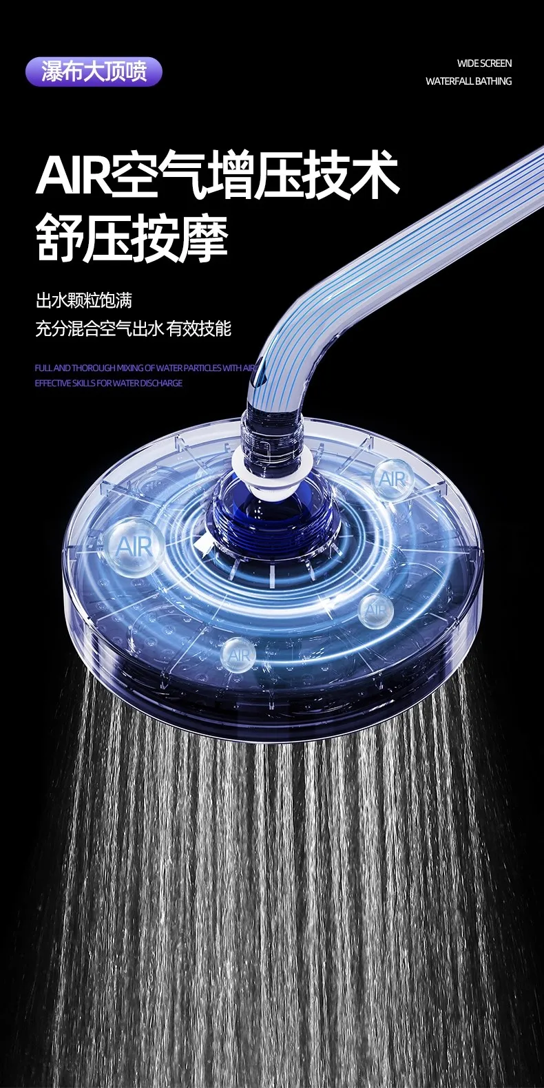 ترقية 5 طرق ارتفاع ضغط شلال دش رئيس تدفق عالية 175 مللي متر لوحة كبيرة الضغط تعزيز تصميم سبا الحمام دش #2