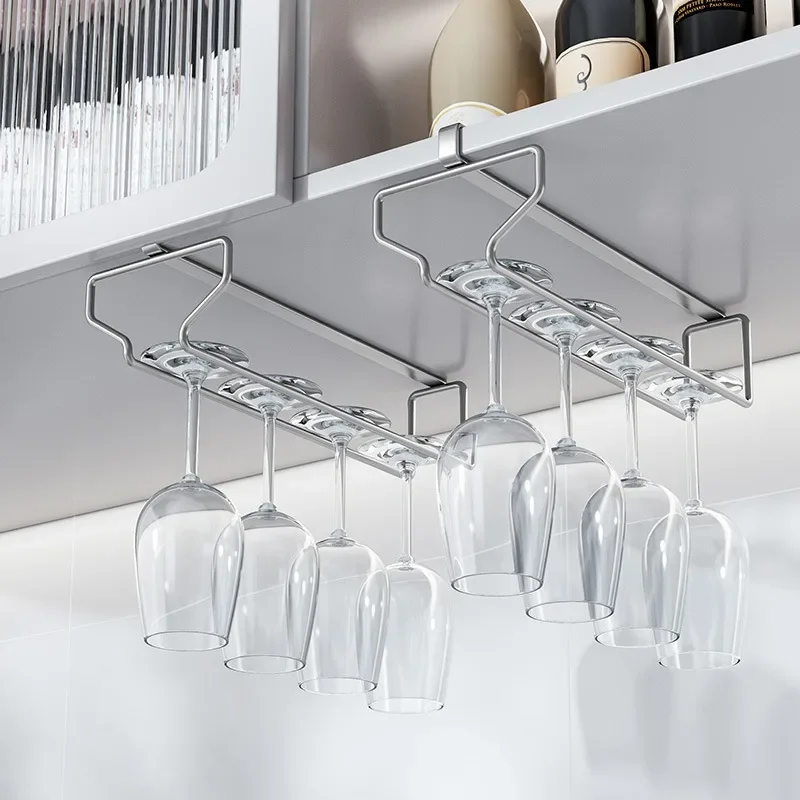 

Hanging Red Wine Glass Holders Under the Cupboard Bar Goblet Shelf Home Drinkware Rack Tableware Metal Organization Storage Rack