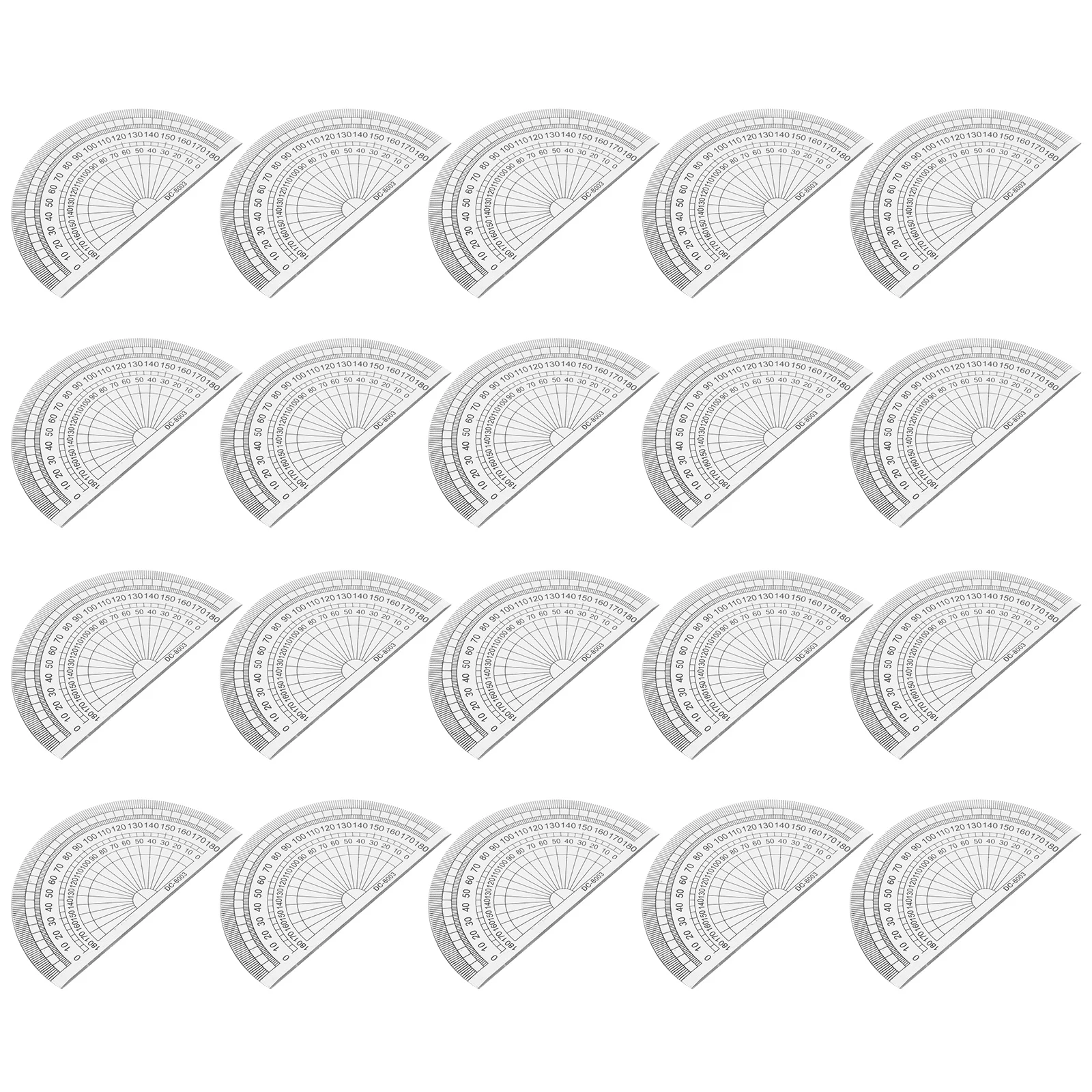 

20 pcs Plastic Protractor Rulers 180 Degrees Angle Measurement School Office Students Teachers Math Classroom Gift Kids Homework