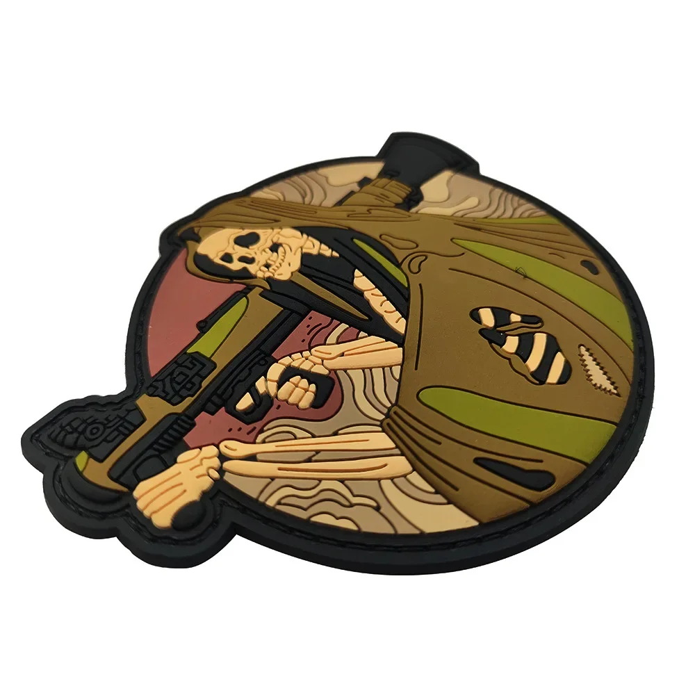 Death Grip Skeleton PVC Morale Badge PVC Tactical Patch Hook and Loop Patches Military Bone Spear Skul Armband Backpack Stickers