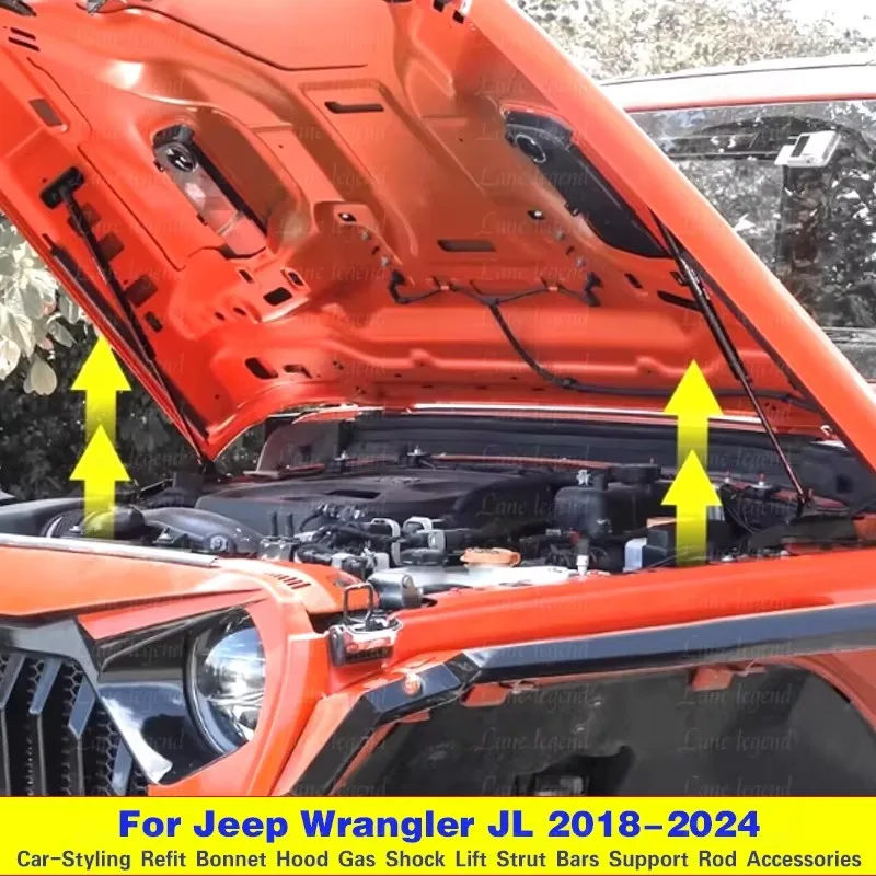 For Jeep Wrangler JL 2018 2019 2020 2021 2022 2023 2024 Front Bonnet Hood Damper Gas Struts Lift Support Rod Shock Absorber