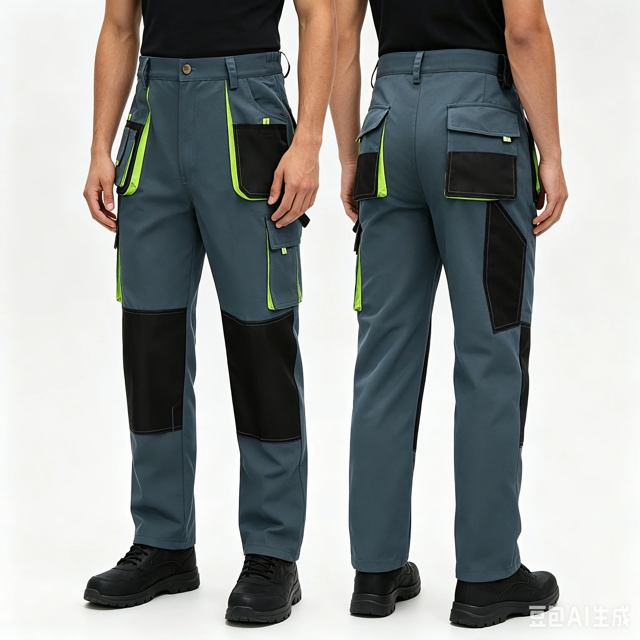 Men's Safe Protective Work Pants Oxford Cloth two tones Multifunctional Pockets Outdoor Durable Wear-resistant working trousers