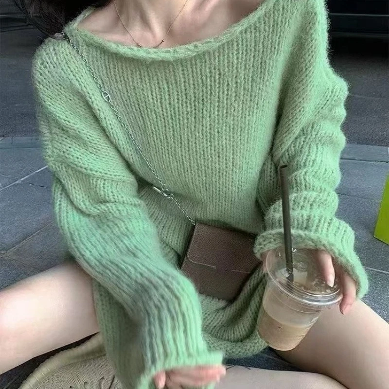

Новинка 2025 года, повседневный свободный свитер с длинными рукавами, удобный вязаный осенний мягкий пуловер, осенне-зимний дизайнерский пуловер, топ
