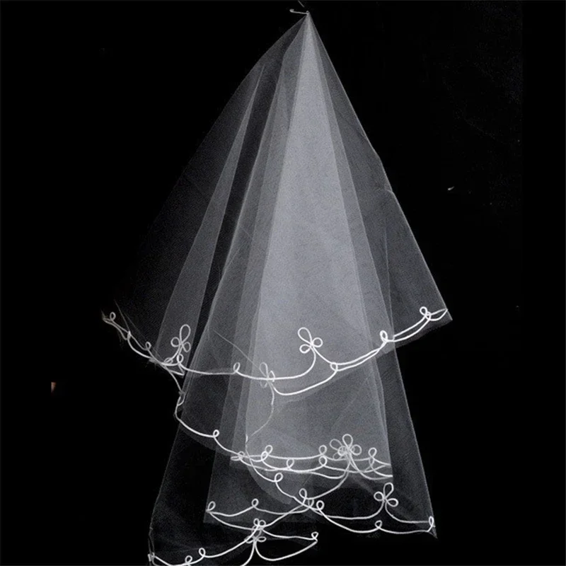 Cheap Red White Bridal Veil Simple Velos Noiva One-Layer Veil Wedding Short No Comb 1.5 Meter