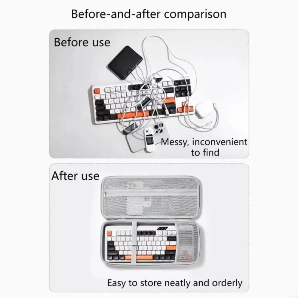 

Simple EVA Keyboard Storage Bag Hard Shell Oxford Mouse Organizer Case Portable Grey Travel Protective Case