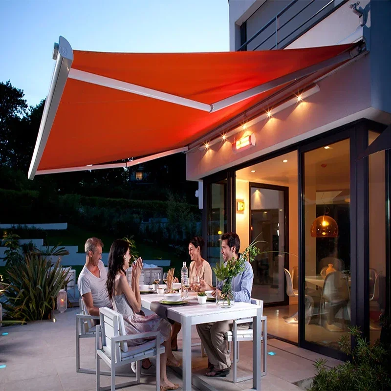 

cross-border garden Shed Waterproof Aluminum Window Door Canopy Outdoor Full Cassette Motorized Retractable Awning