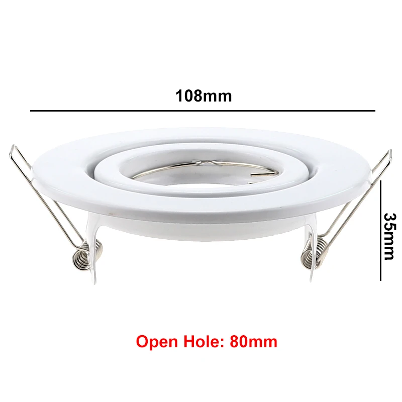 White Round Fixed Downlight Fittings GU10 MR11 Dia108mm Cut Hole 80mm Iron Metal Fixtures Frames