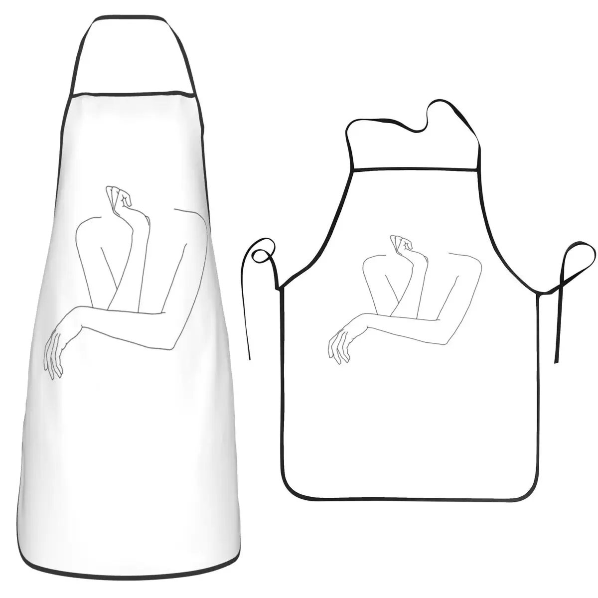 Folded Arms Line Drawing - Anna Aprons Chef Baking Tablier Sleeveless Bib Kitchen Cleaning Pinafore for Women Men Painting