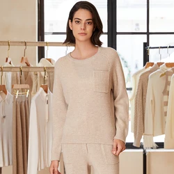 BC-222 High quality Thick 100% Merino Wool Pullover woollen woolen Knit Jumper Tops Women's Clothing Sweaters For Ladies