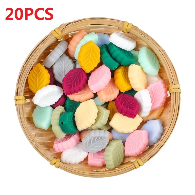 

20pc Silicone Beads Leaf Tiny Rod BPA Free Silicone Teethers Baby Toys Silicon Beads DIY Baby Teething Silicone Rodent