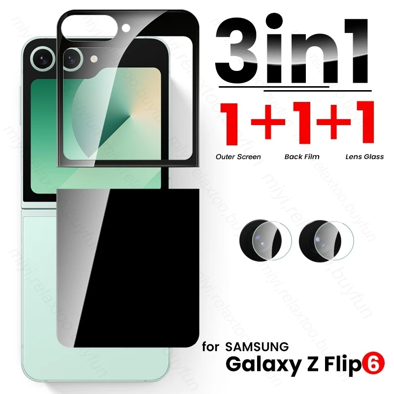 3 In 1 Tempered Glass For Samsung Galaxy Z Flip6 Flip 6 ZFlip6 5G Camera Outer Screen Protector Back Film Samung ZFlip 6 Z6 2024