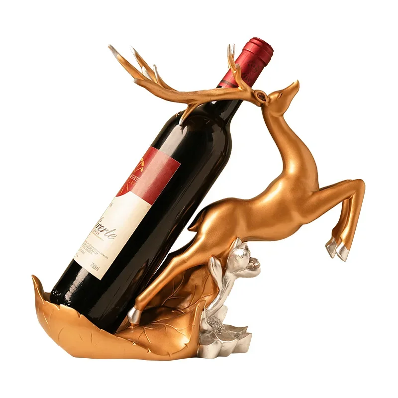 

Modern home decoration gold decoration living room lively animals elk wine rack