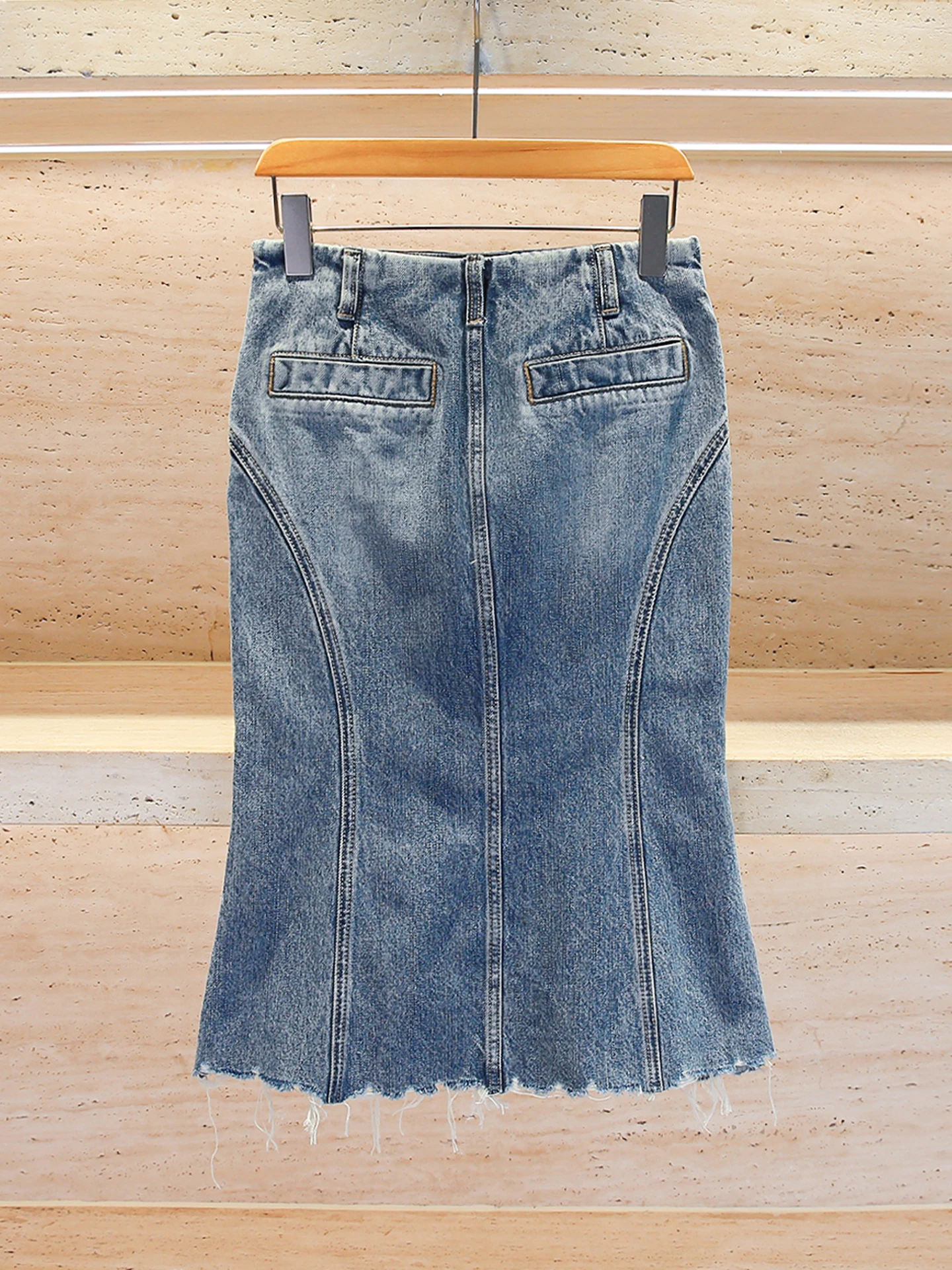 

High Waist Fi Tail Skirt Women's Vintage Waed Distred Denim Skirts Autumn 2025 Commute Sle Simple Design