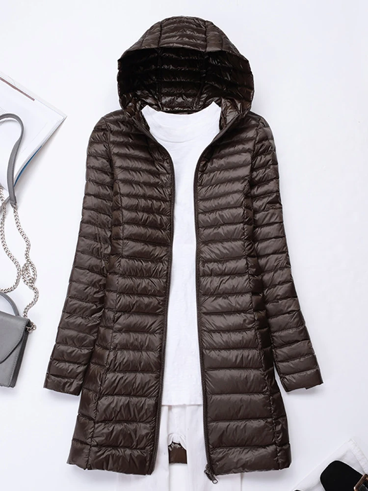 0-10℃ Korean Style Women Ultralight Down Jackets Autumn Winter Hooded Slim Feather Coats Female Puffer Parkas Ladies Overcoat