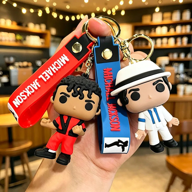 2026 NEW HOT Michael Jackson 4 Styles Keychain Music Idol Doll MJ Machine Key Chain Bag Decoration Collect Fan Gifts view 2