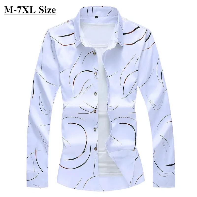 

Мужская рубашка с длинным рукавом, размеры до 5XL, 6XL, 7XL