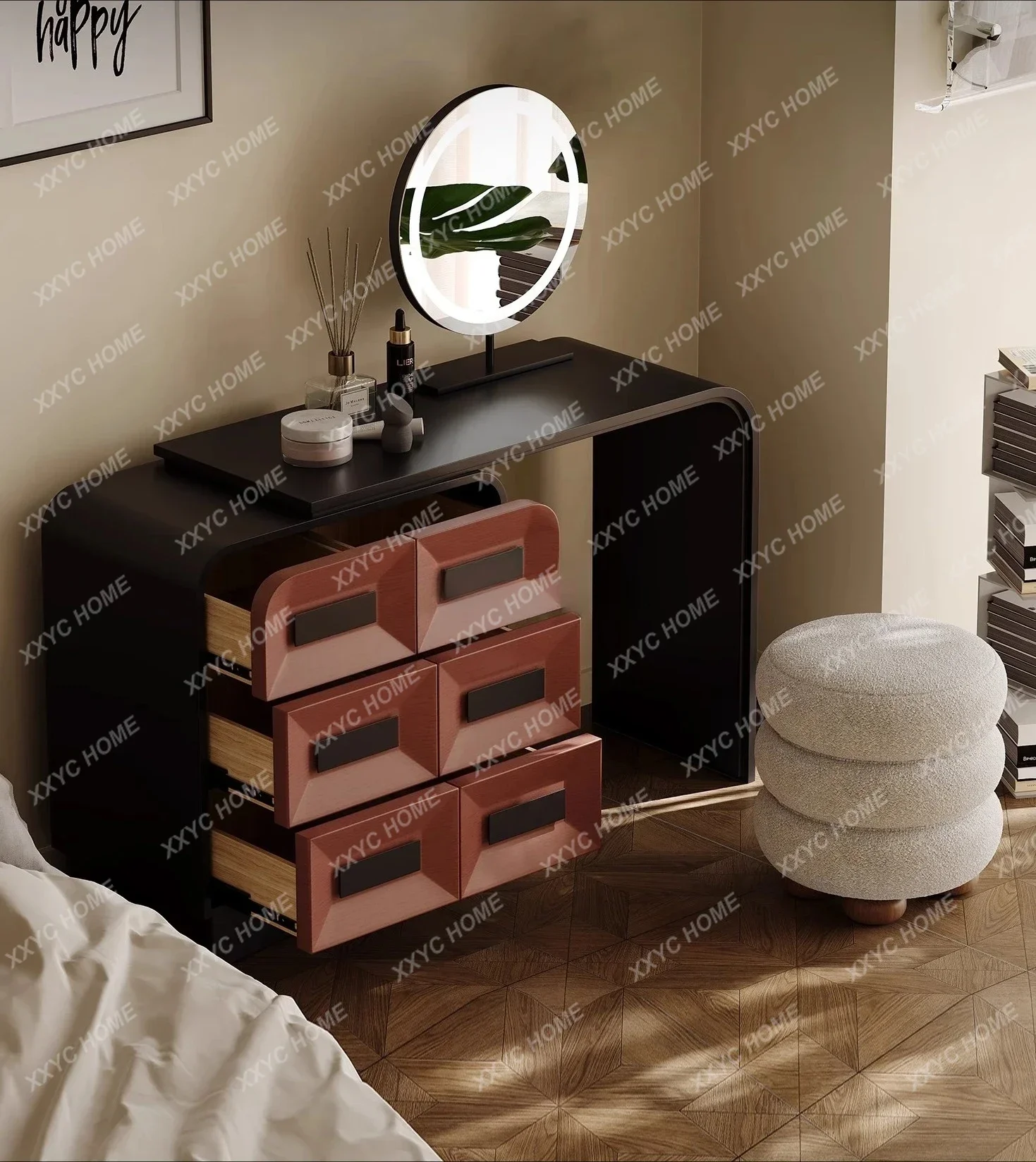 A Italian Minimalist Dresser Storage Cabinet Integrated Retractable Bedroom Antique With Storage Makeup Table