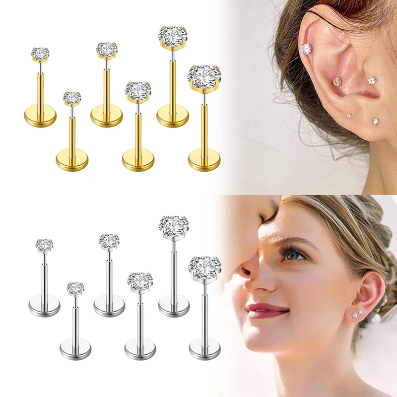 Anillos de Acero Inoxidable Quirúrgico 20G/18G/16G sin Rosca para Nariz, Septum, Tragus, Labret, Cartílago, Labio, Joyería para Piercing con Circonita Cúbica