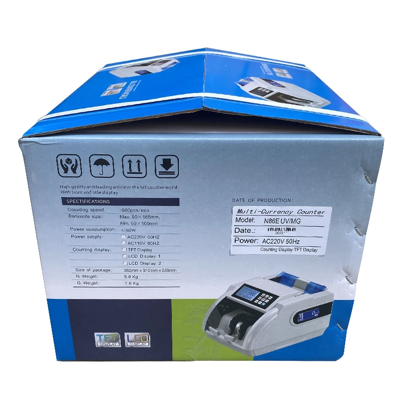 N86E Value Money Counter Machine Counterfeit Bill Currency Detector Calculate Mixed Denomination for EUR TRY PKR INR