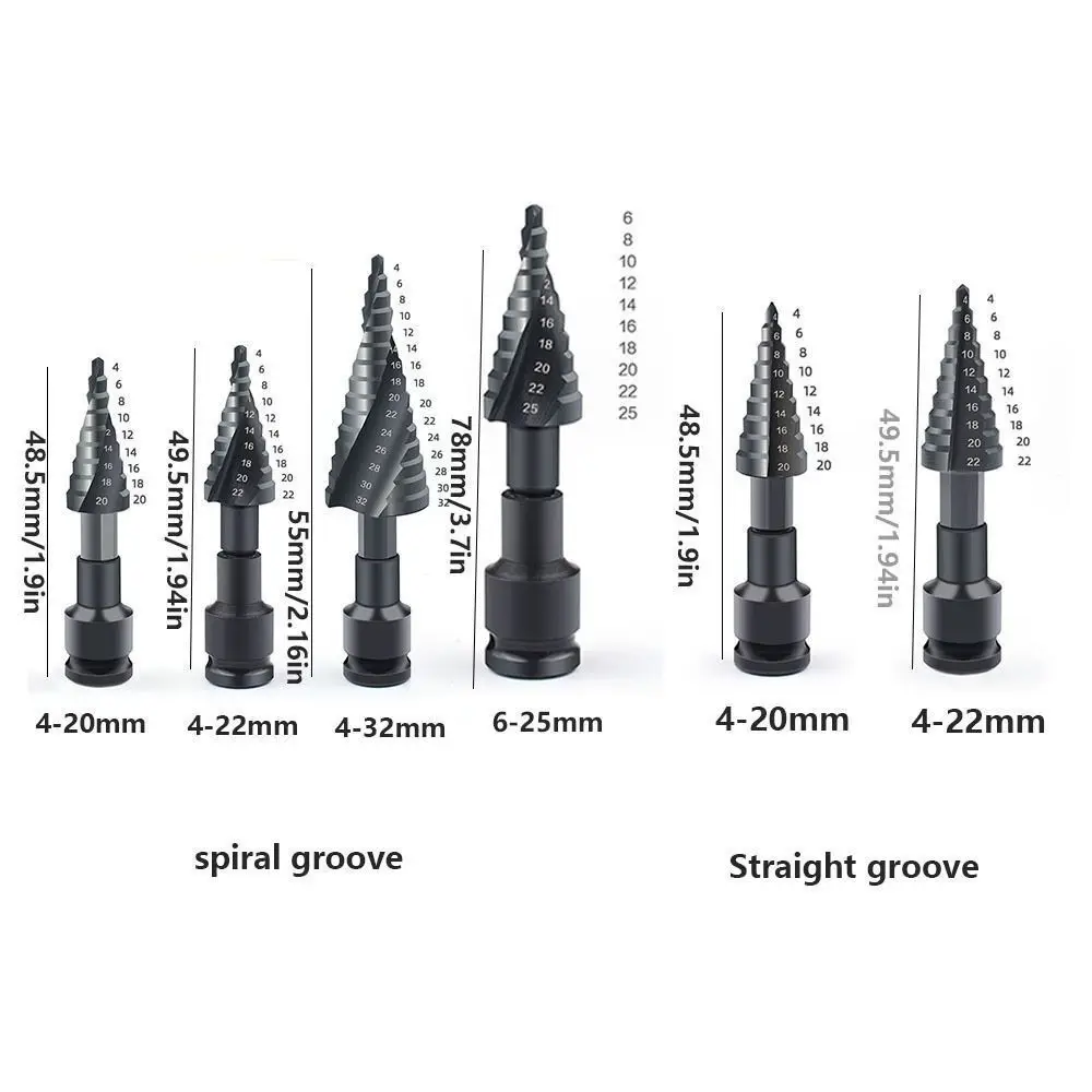 NEW HSS Step Drill Bit Home Tool Straight groove Spiral Drill Stepper Bit Spiral Black Pagoda Bits