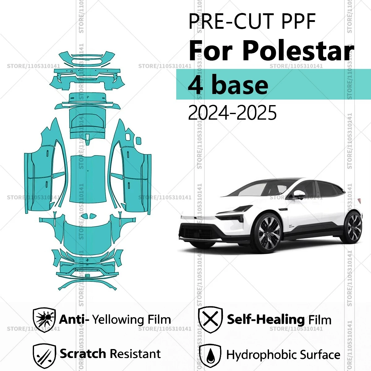 For Polestar 4 base 2024-2025 Pre-Cut Paint Protection Film PPF Transparent Car Film Professional Automotive PPF  Full Vehicle