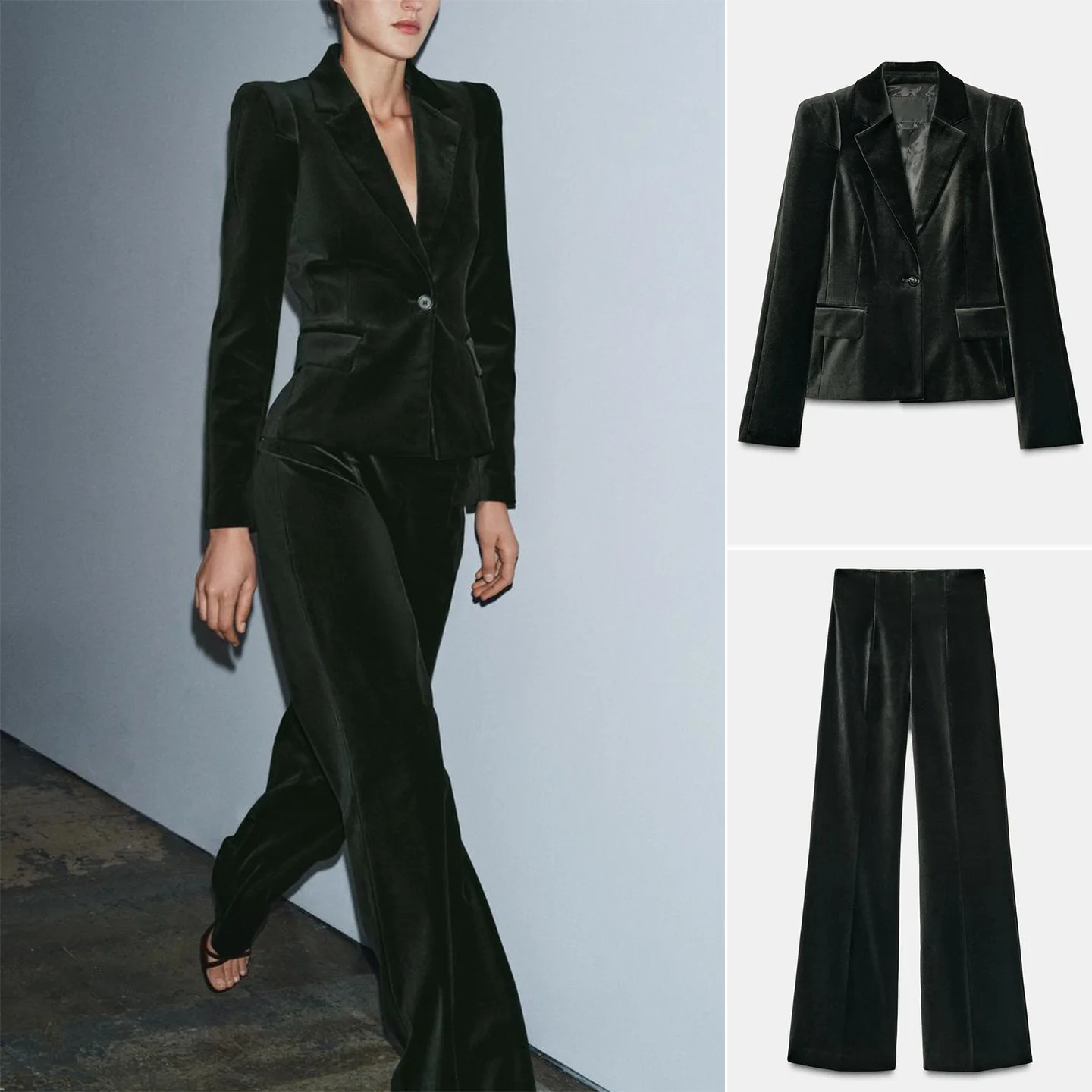 Abito su misura in velluto Jaet Long Sve Pantaloni a campana a vita alta Set Faion da donna Inverno Autunno Pendolarismo Sle
