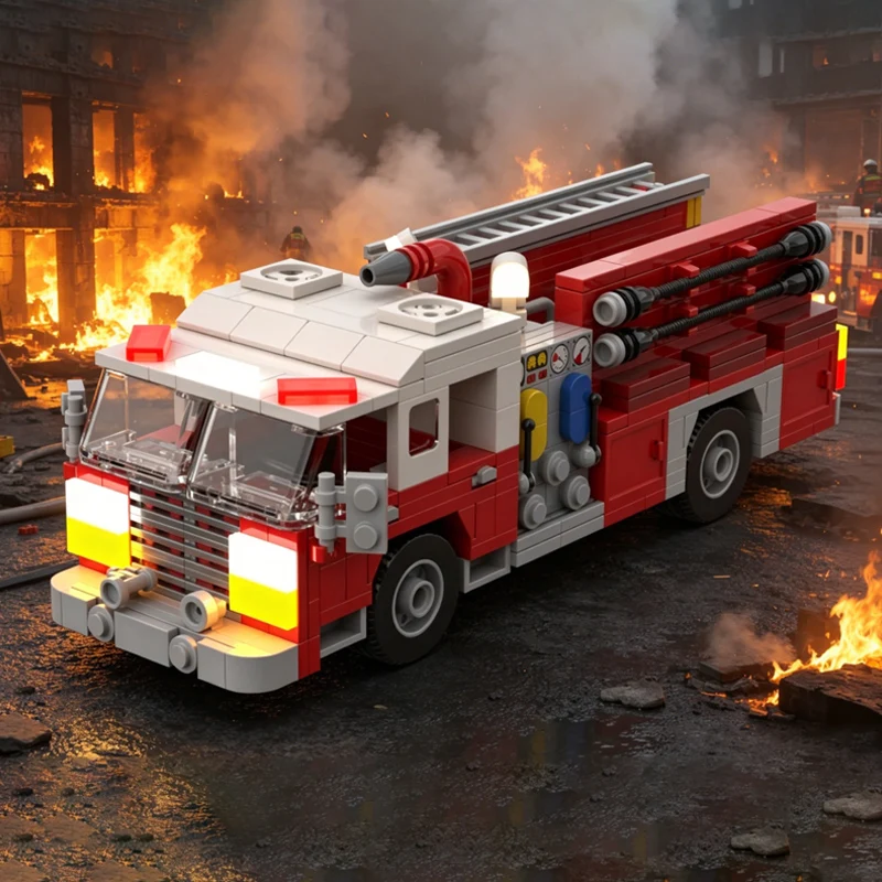 456PCS Urban Rescue Vehicles Model MOC Building Bricks Fire Engine Modular Technology Children Holiday Gifts Assemble Toys Suit