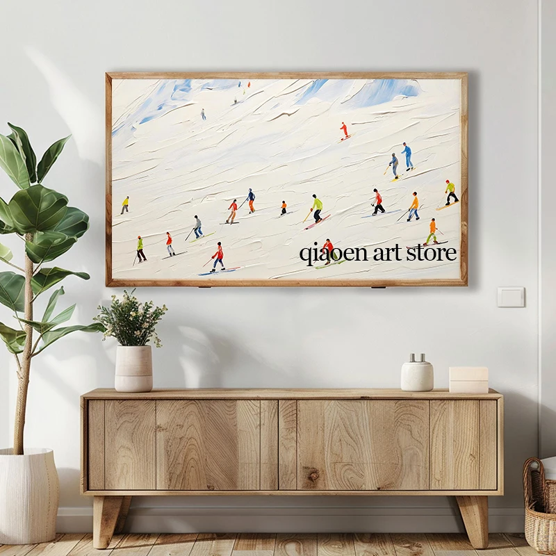 مجردة الشتاء التزلج الجبل الثلوج قماش اللوحة الملصقات والمطبوعات الحديثة التزلج جدار صورة فنية لغرفة المعيشة ديكور المنزل #2