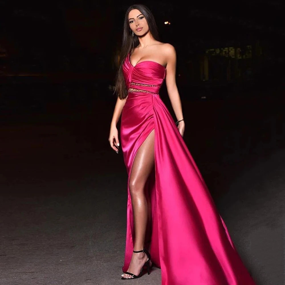 

Elegant Women Mermaid Evening Dresses Sexy Side High Slit Sleeveles Prom Gowns Mopping Length Graduation Season Vestido De Noche