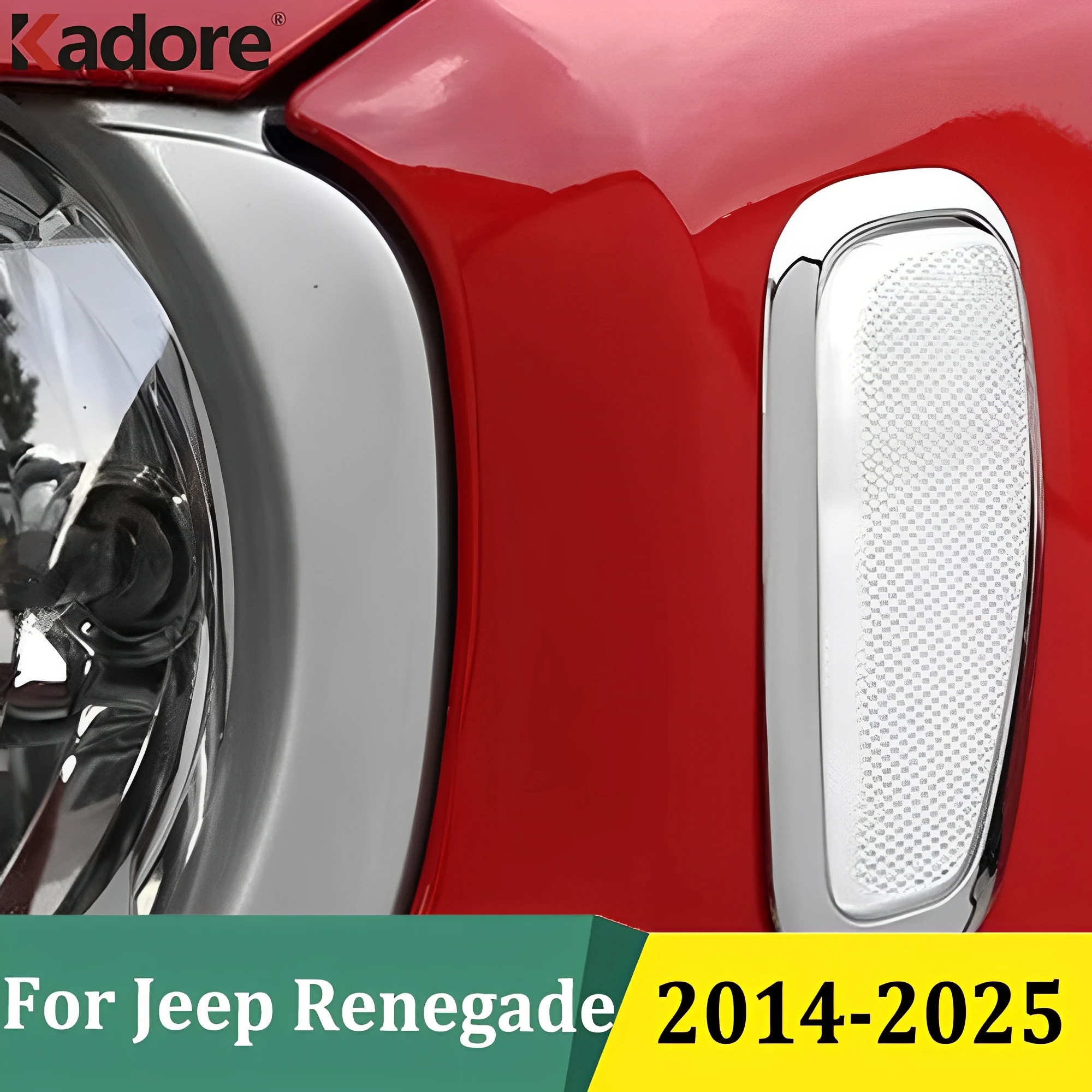

For Jeep Renegade 2014-2025 Chrome Front Side Warning Signal Light Lamp Cover Turning Lights Trim Car Sticker Accessories