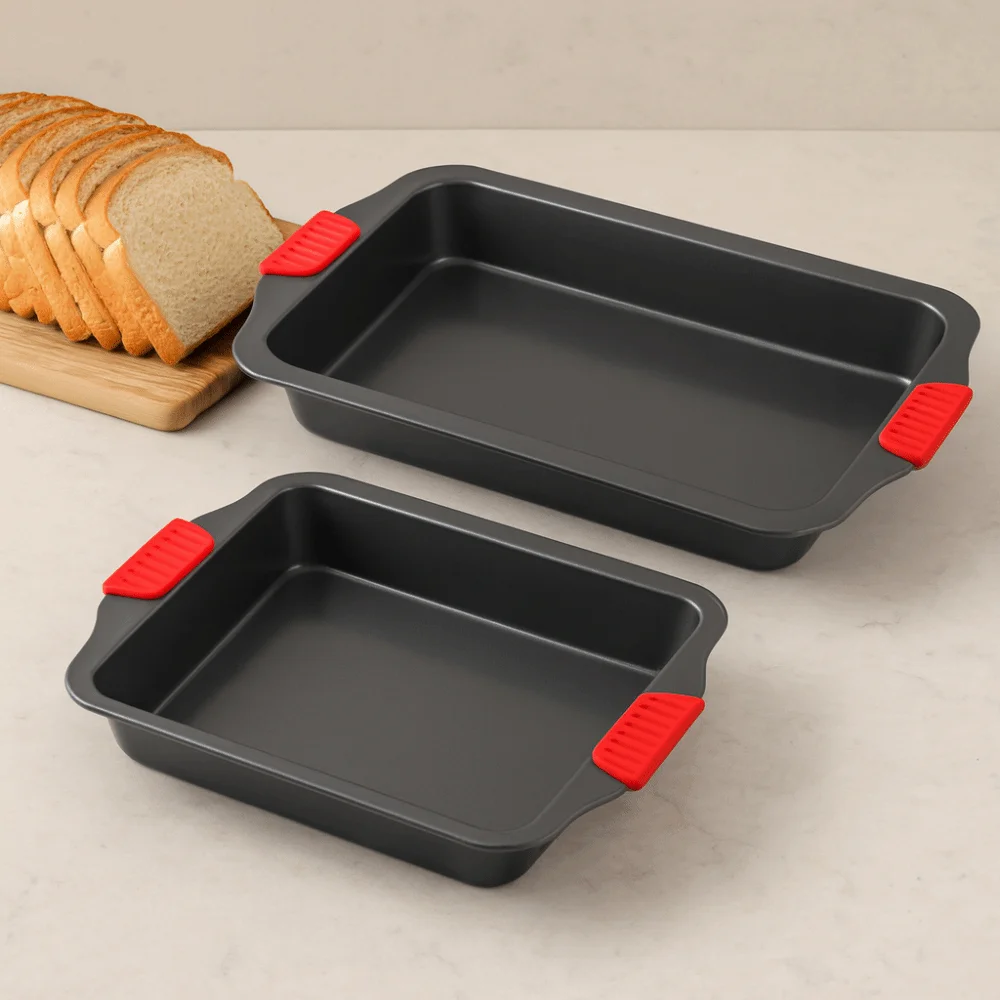 

Carbon Steel Roasting Pan Non-Stick Silicone Dual-Ear Handle Cookies Baking Pan Rectangular/Square Heat-resistant