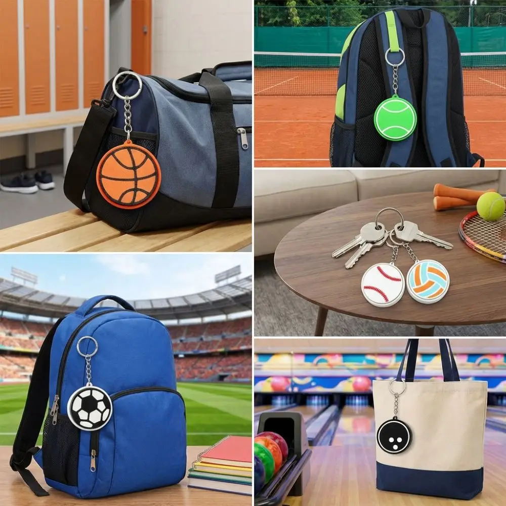 3D Printed Sports Balls Clicker Key Chain Sport Theme Basketball Baseball Button Balls Key Chain Cartoon Football Tennis