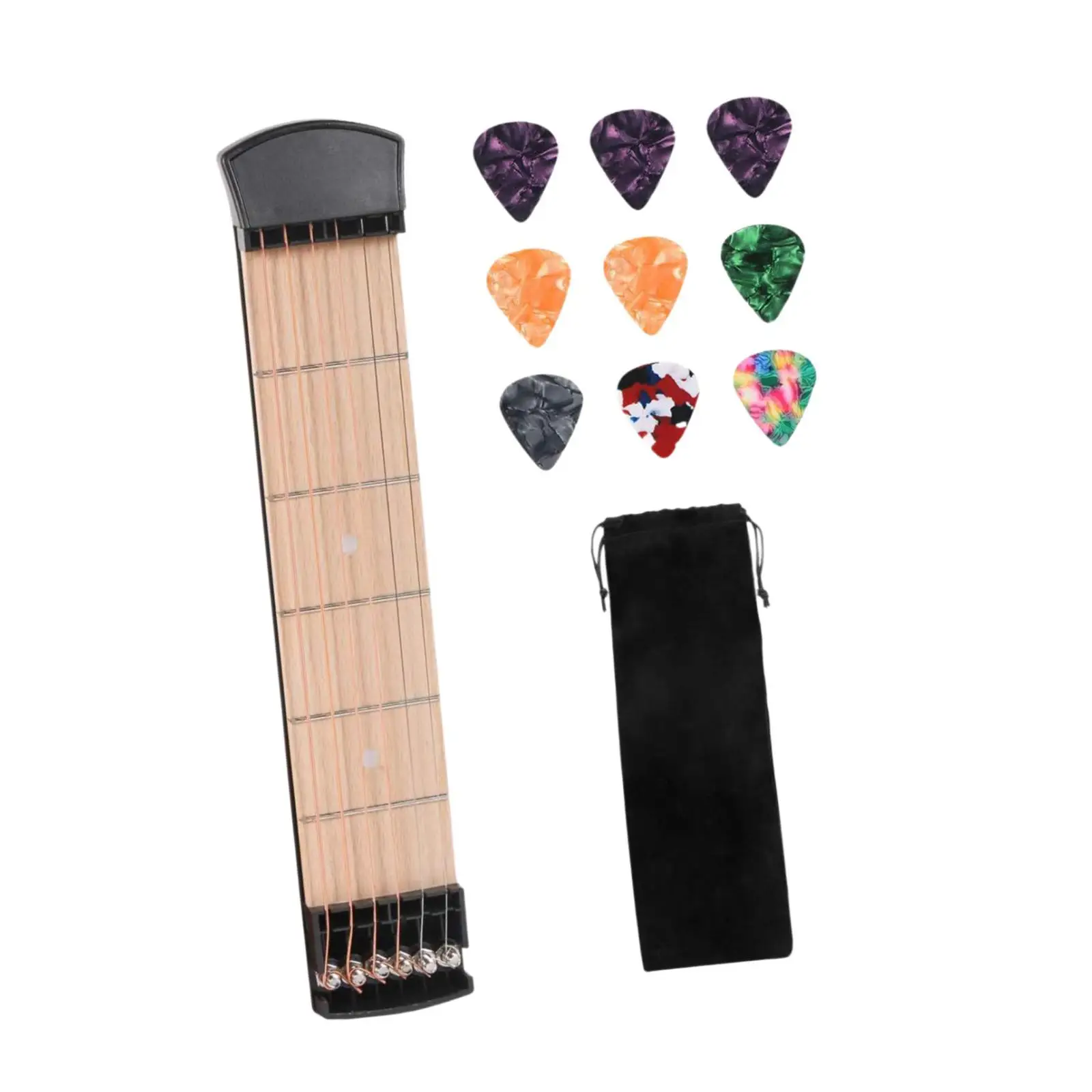 

Mini Pocket Guitar 6 Fret Chord Trainer Portable Finger Exercise Tool for Beginner Home and Travel