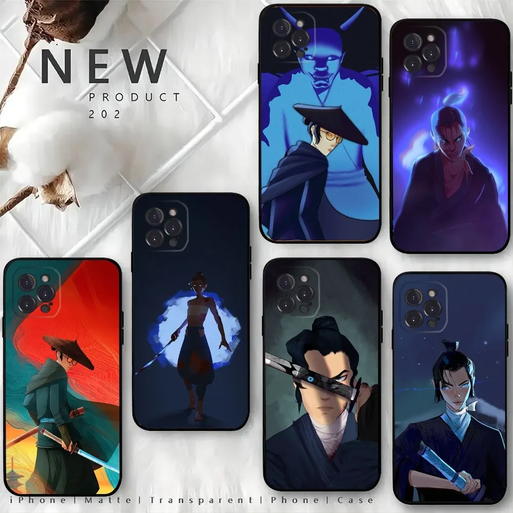 

Cartoon Blue Eye S-Samurai Phone Case For iPhone15,14,13,12 Mini 11 Pro XR,X,XS,MAX 6S,7,8 Plus Silicone Cover Soft Black