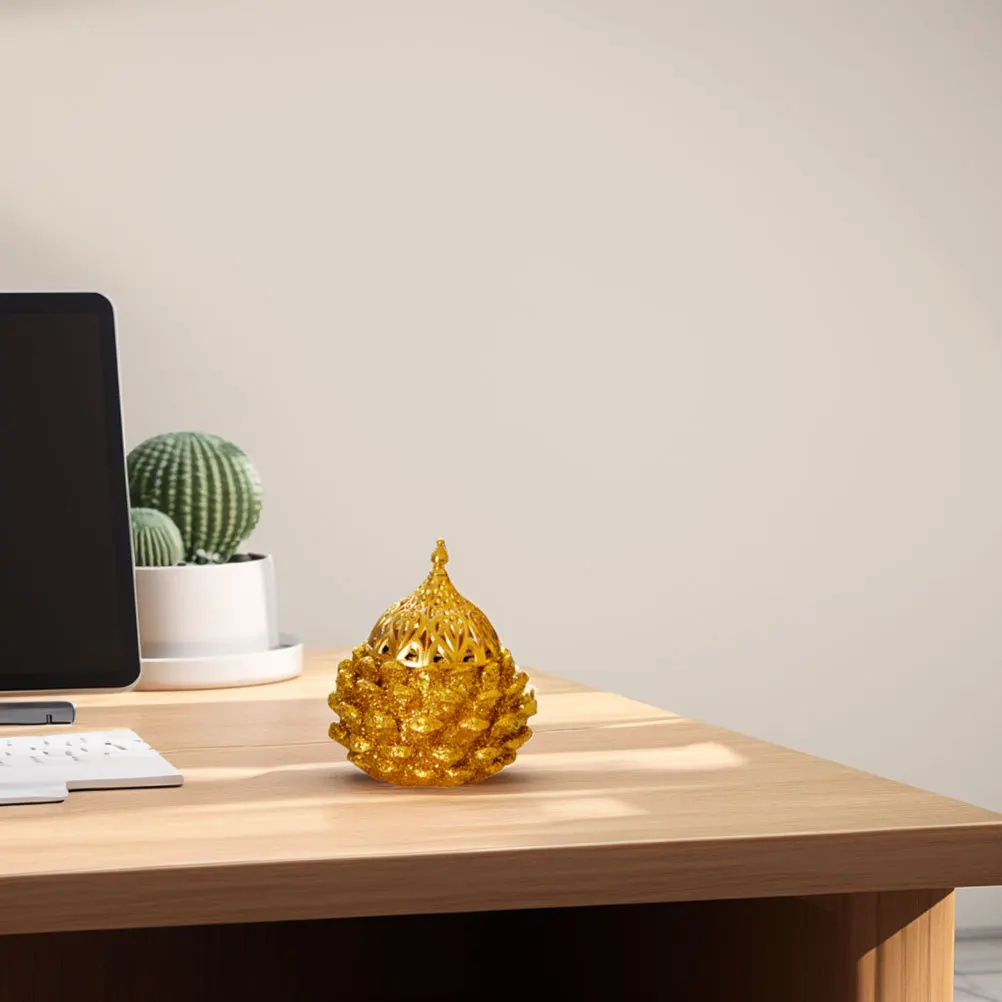 

Gold Pinecone Incense Resin Bakhoor Holder Vintage Aromatic Cone Burner For Home Office Spa Decor Oud Frankincense Resin Burner