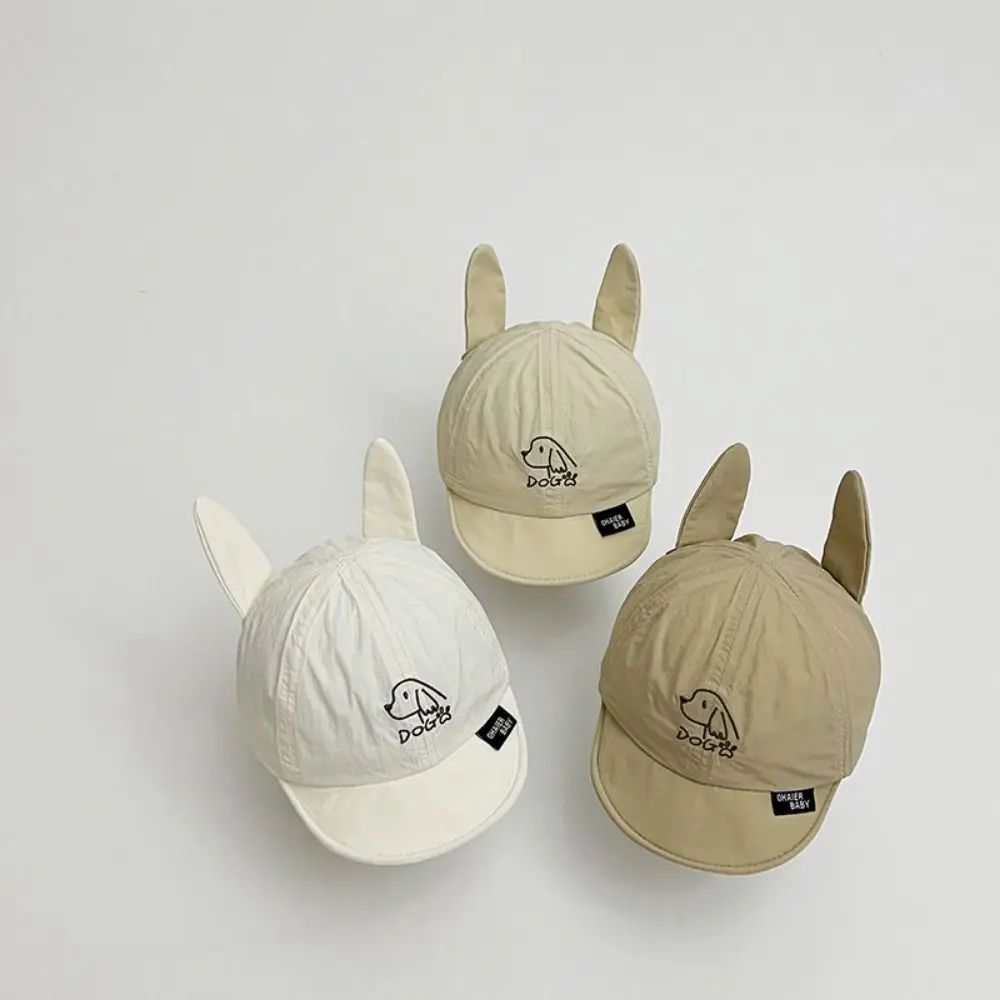 

Breathable Dog Ear Peaked Cap Korean Style Quick Dry Kids Sun Protection Hat Embroidered Sunscreen Baby Baseball Cap 6-24Month