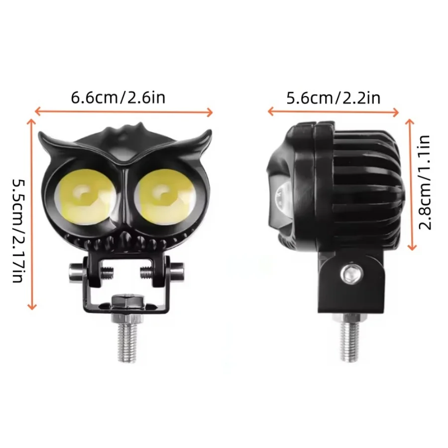 2/6Pcs 2.6In owl LED Motorcycle Driving Fog Lights Dual Color Amber/White Lights Work Auxiliary Lights Fit for Motorcycle Truck