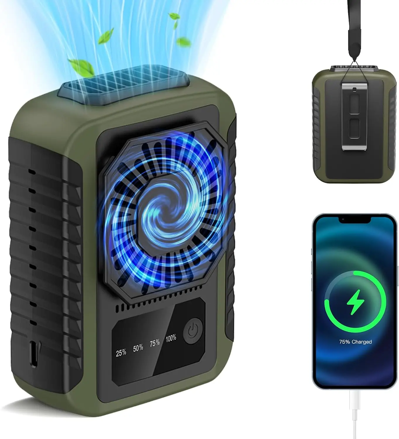 2026 New Upgrade Portable Waist Fan, Personal Under Shirt Fan 6000mAh Battery Rechargeable, 20H Working Time, 3-speed Body