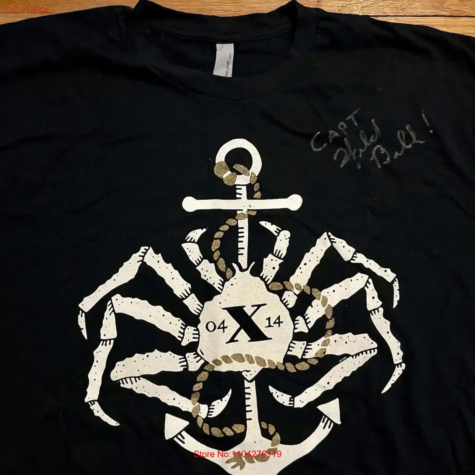 Autographed NWoT Deadliest Catch 10th Anniversary Black T Shirt Capt Wild Bill vintage Washed graphic Soft Stretched Breathable