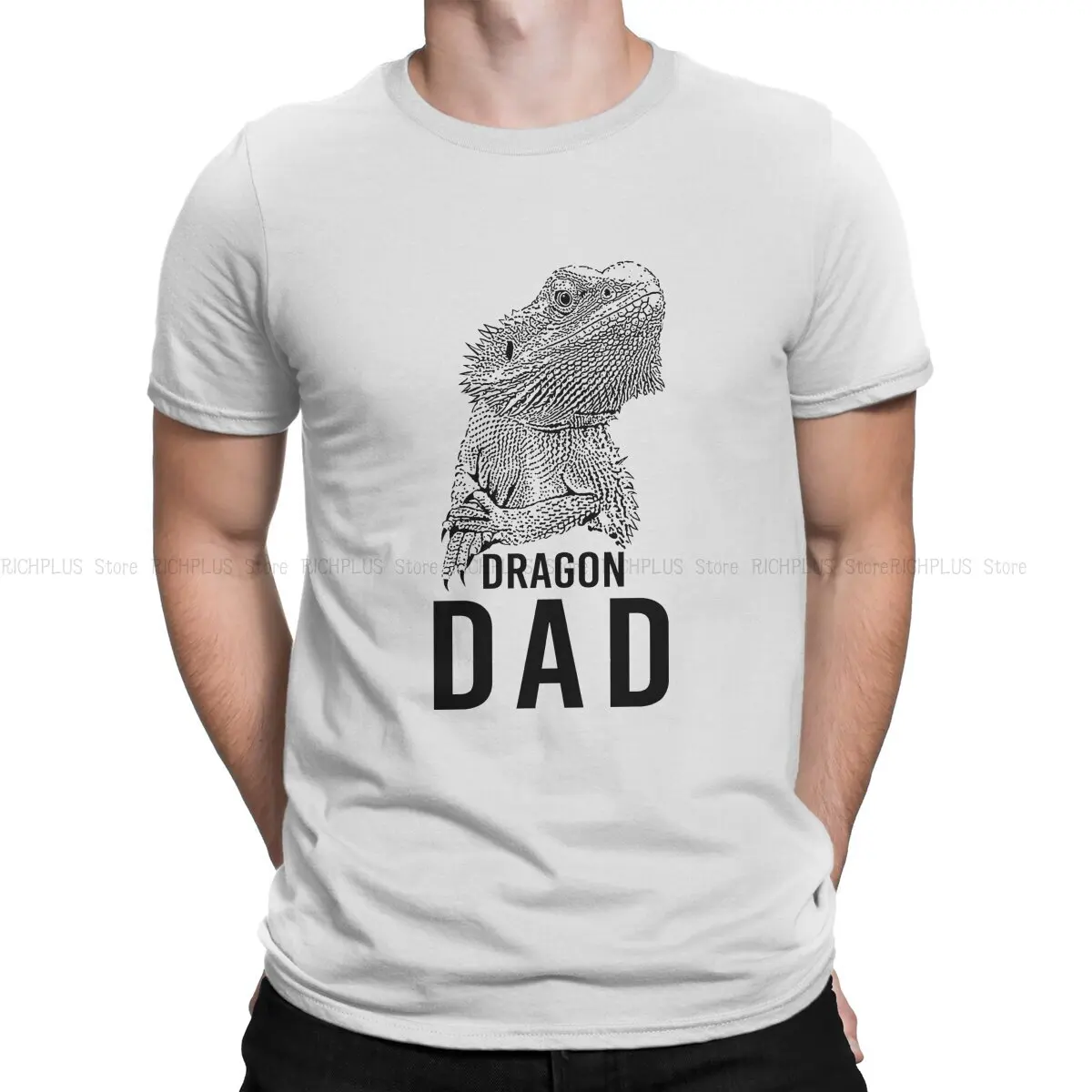 Gecko Lover Creative TShirt for Men Bearded Dragon Dad Round Neck Polyester T Shirt Personalize Gift Clothes Streetwear