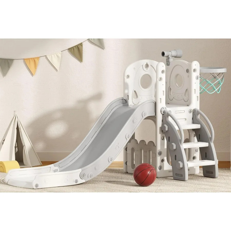 

Игровой набор для малышей 6 в 1, игровая площадка в помещении для малышей от 1 до 3 лет, детская горка с баскетбольным кольцом и местом для хранения мячей Sp