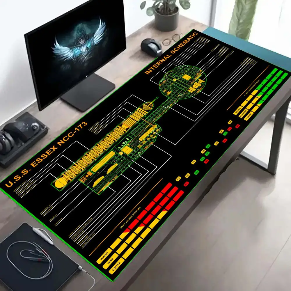 

Starship Blueprint Mouse Pad Large Rubber Base Anti-slip PC Desk Accessories Mousepad for Office & Gamer Keyboard Mats Decor Mat